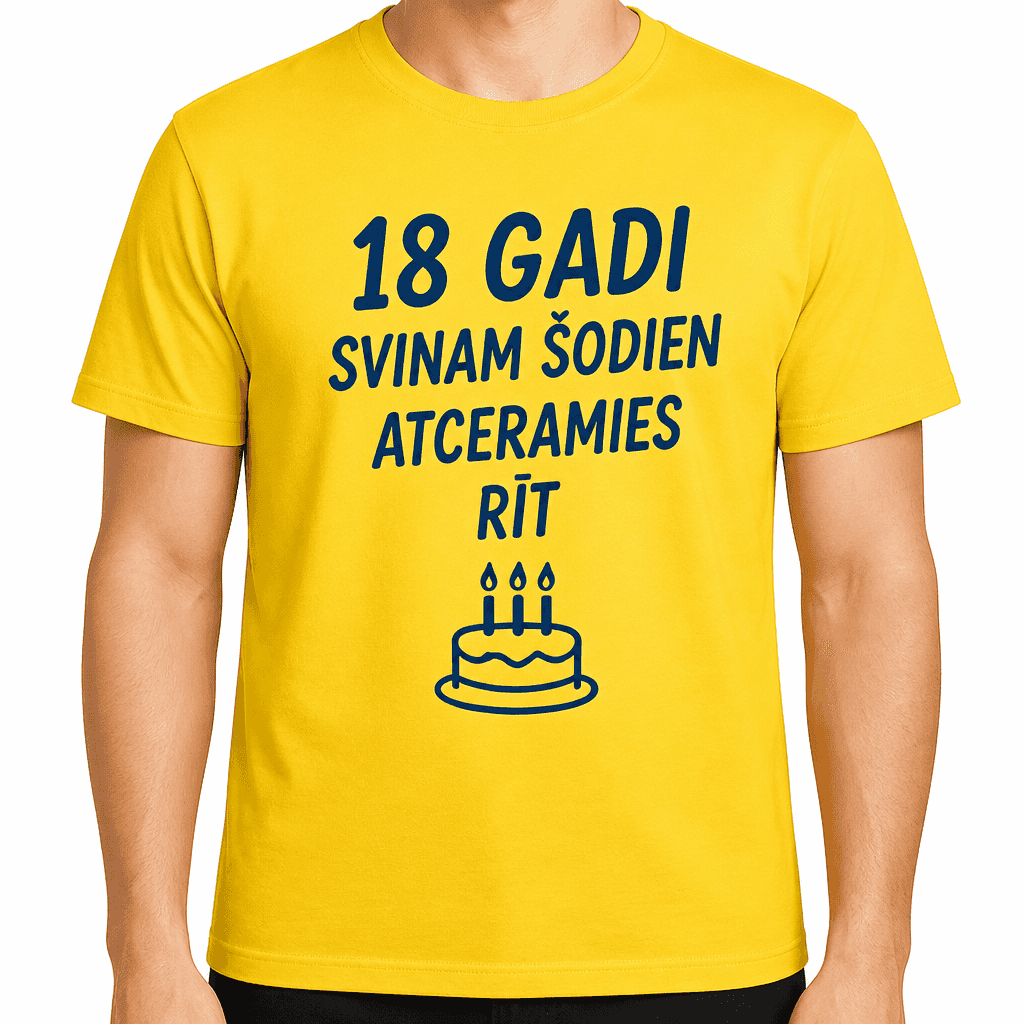 T-krekls 18 gadu jubilejai – 18 gadi svinam šodien atceramies rīt