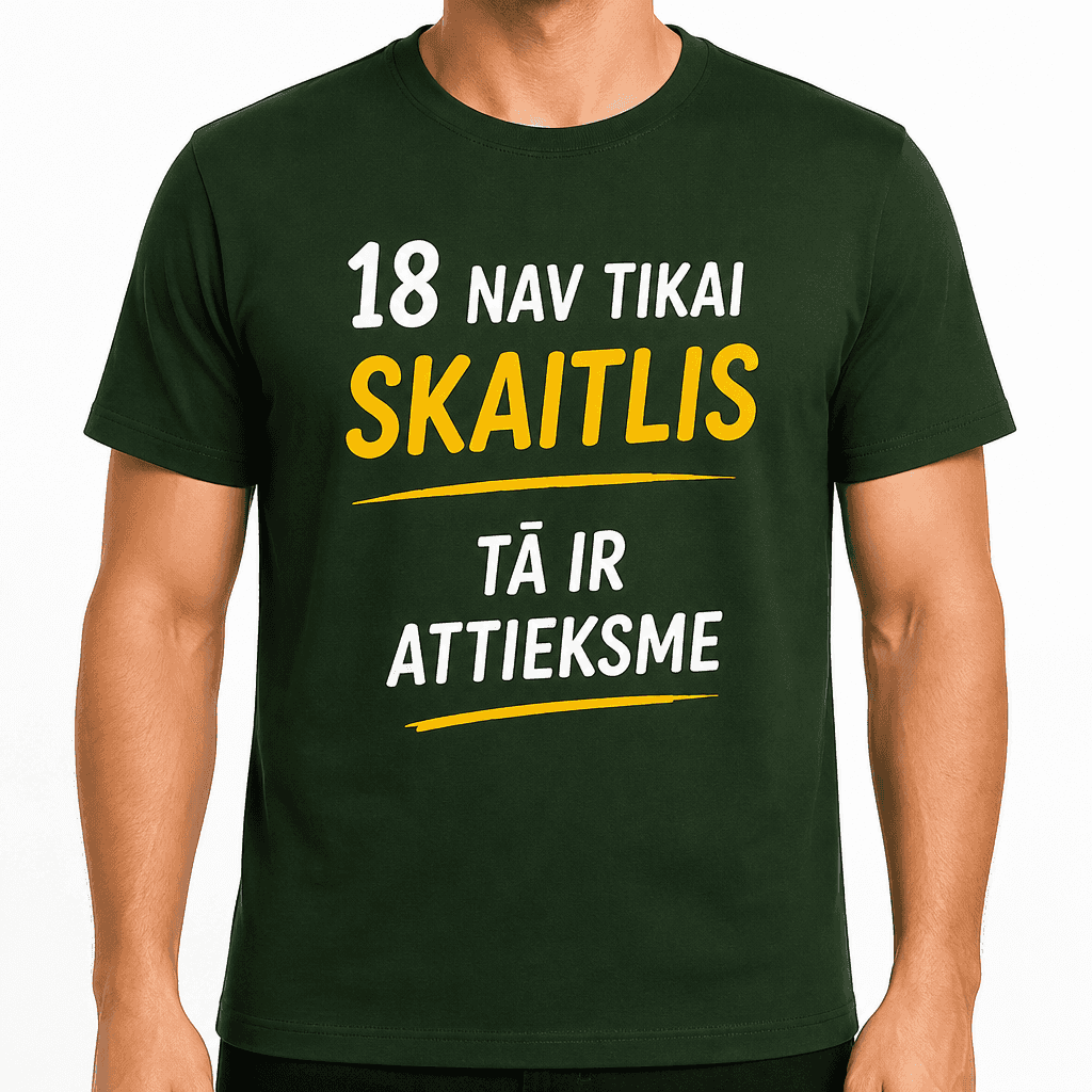 T-krekls 18 gadu jubilejai – 18 nav tikai skaitlis tā ir attieksme