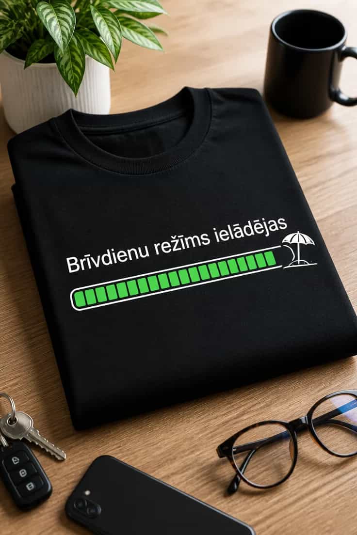 Brīvdienu režīms ielādējas T-krekls