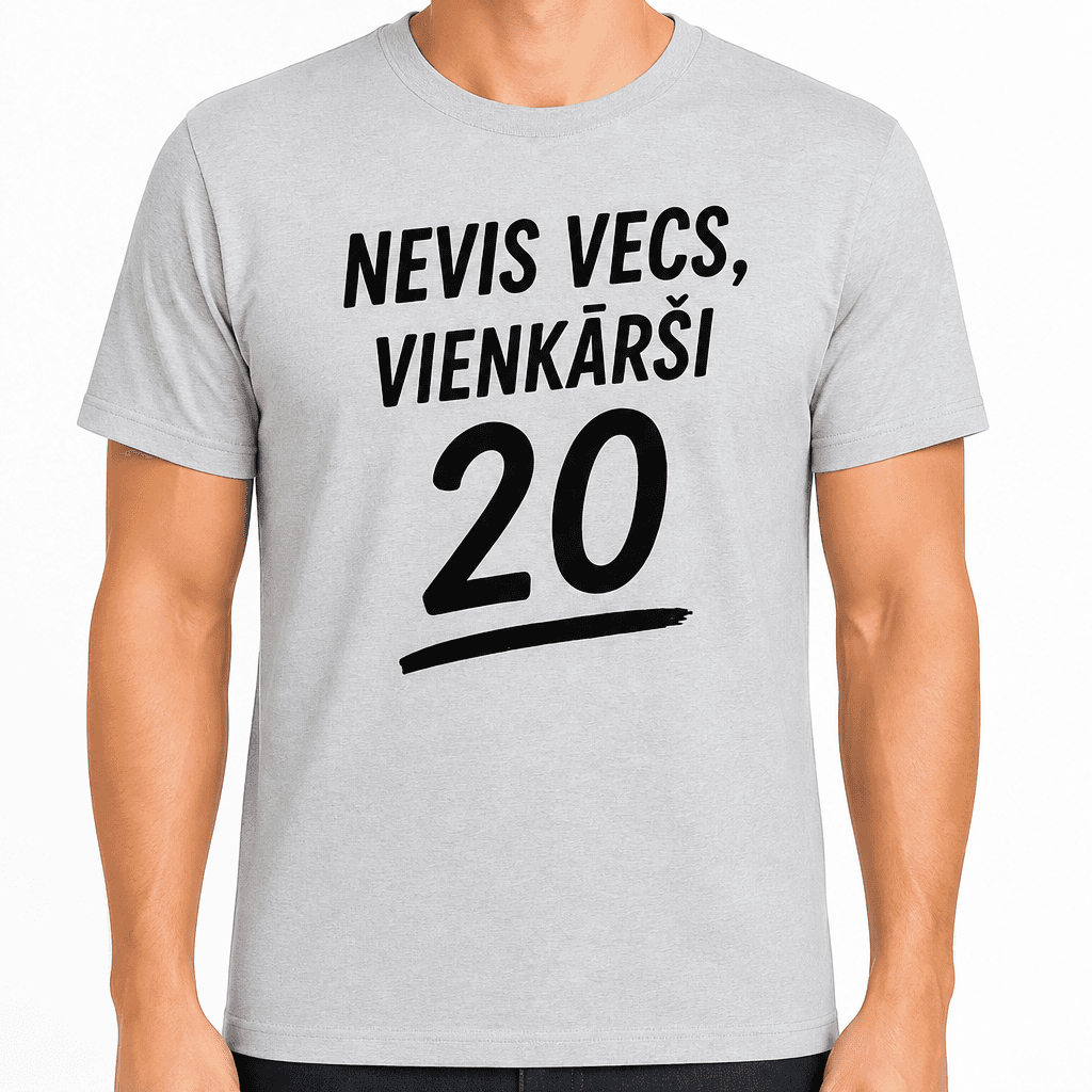 T-krekls 20 gadu jubilejai – Nevis vecs, vienkārši 20