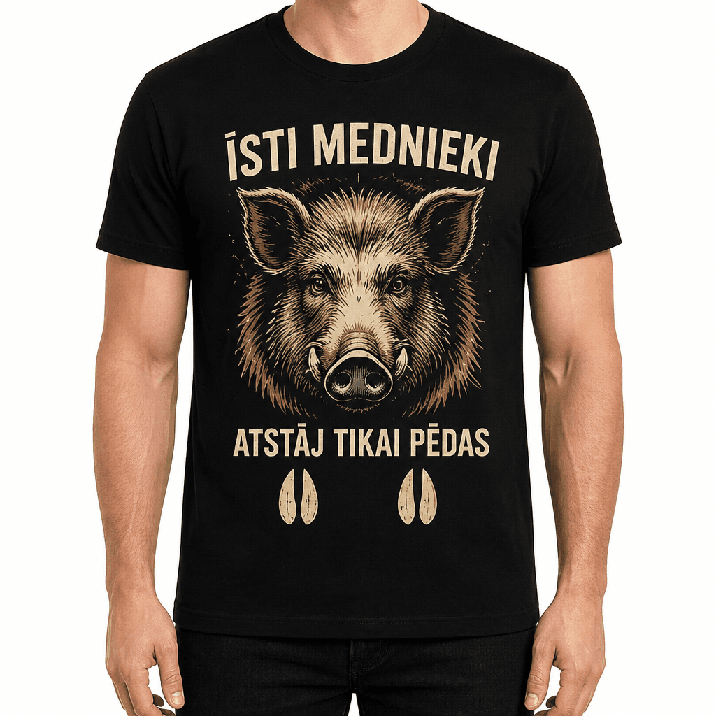Mednieka T-krekls – ĪSTI MEDNIEKI ATSTĀJ TIKAI PĒDAS