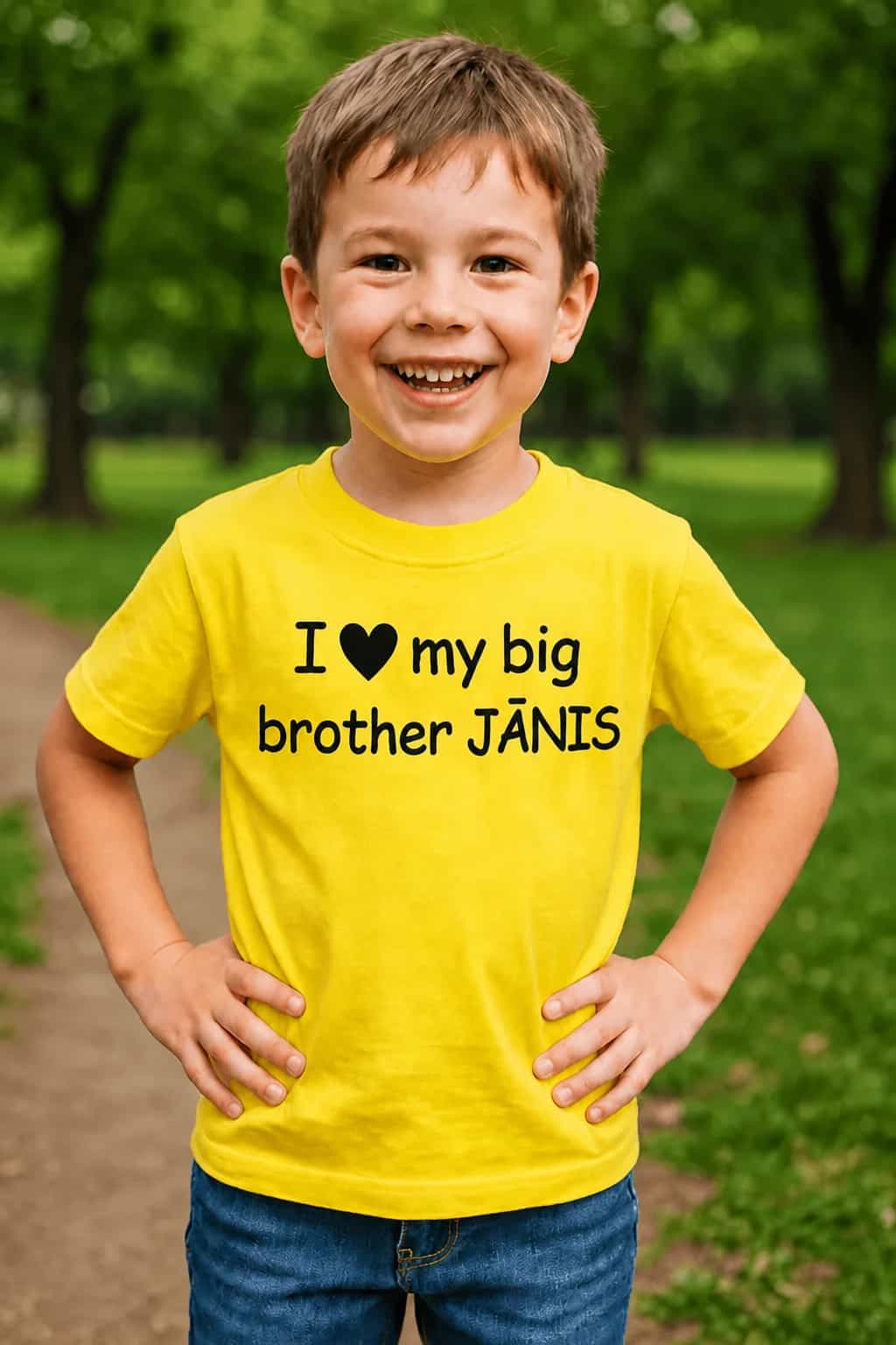 Bērnu T-krekls „I love my big brother“ ar vārdu