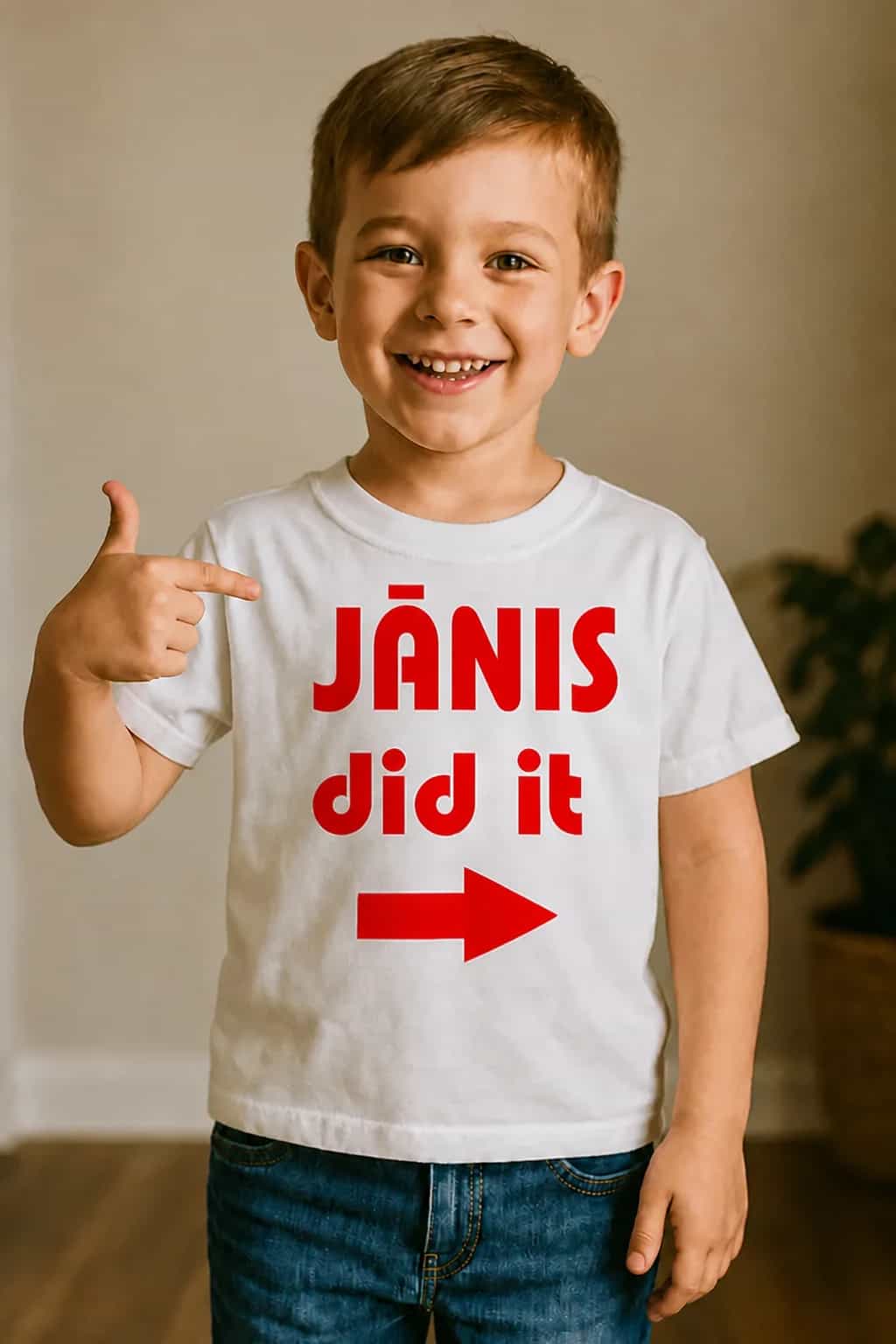 Bērnu T-krekls ar vārdu „did it“