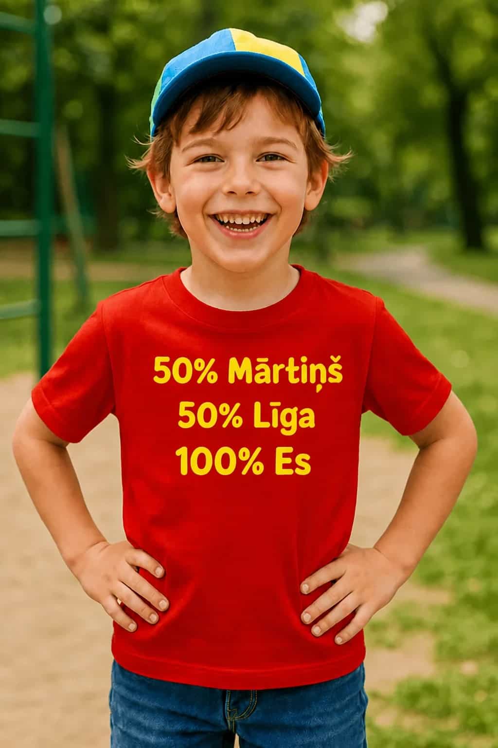 Bērnu T-krekls „100 % es“ ar vecāku vārdiem