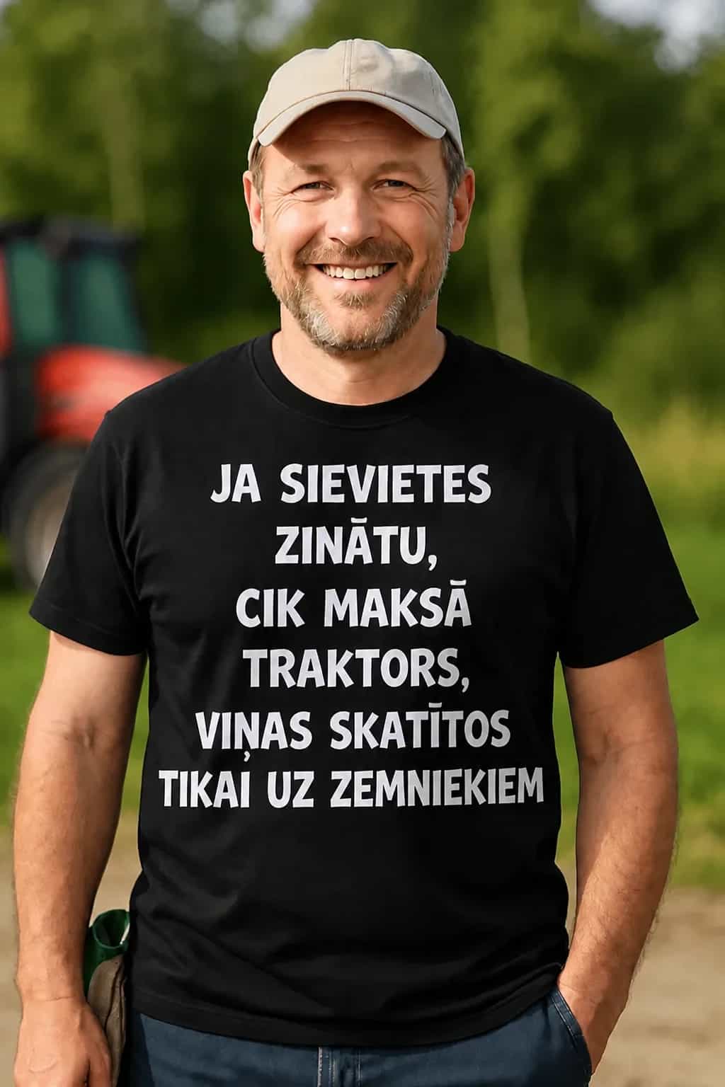 T-krekls zemniekam „Cik maksā traktors“