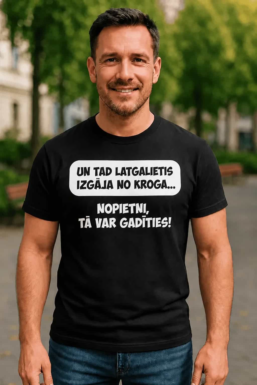 Smieklīgs T-krekls par latgalieti un krogu