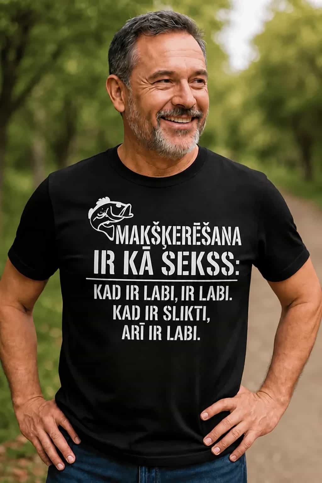 T-krekls makšķerniekam „Makšķerēšana ir kā sekss“