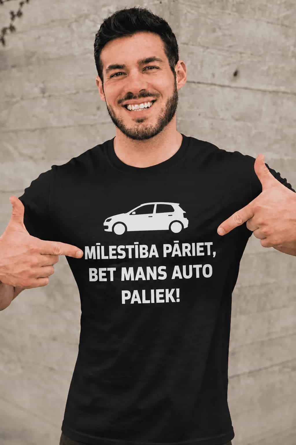 T-krekls auto cienītājam „Mans auto paliek“