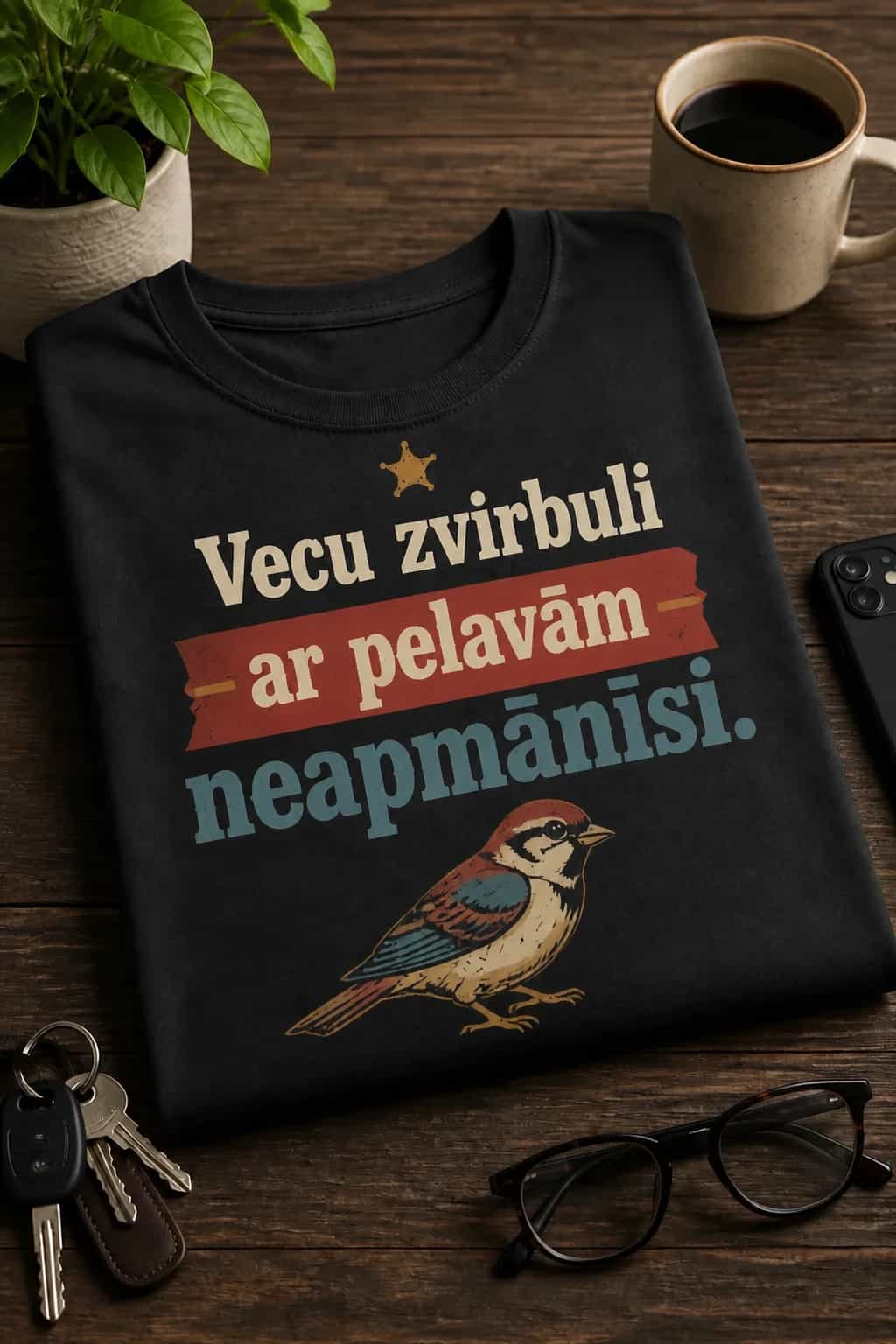 T-krekls pieredzējušam „vecajam zvirbulim“