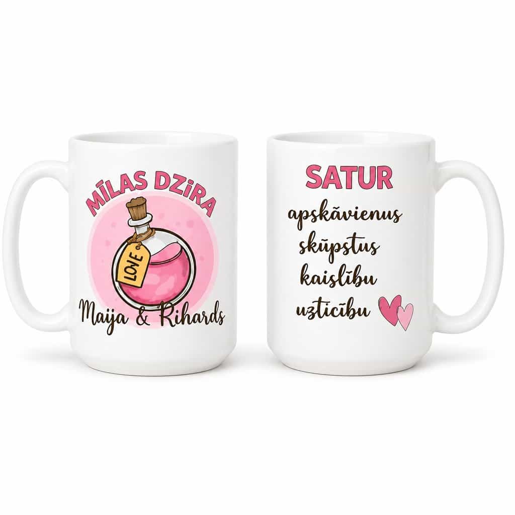 Smieklīga krūze Mīlas dzira ar vārdu