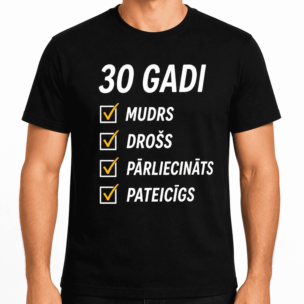 T-krekls 30 gadu jubilejai – 30 gadi mudrs drošs pārliecināts pateicīgs