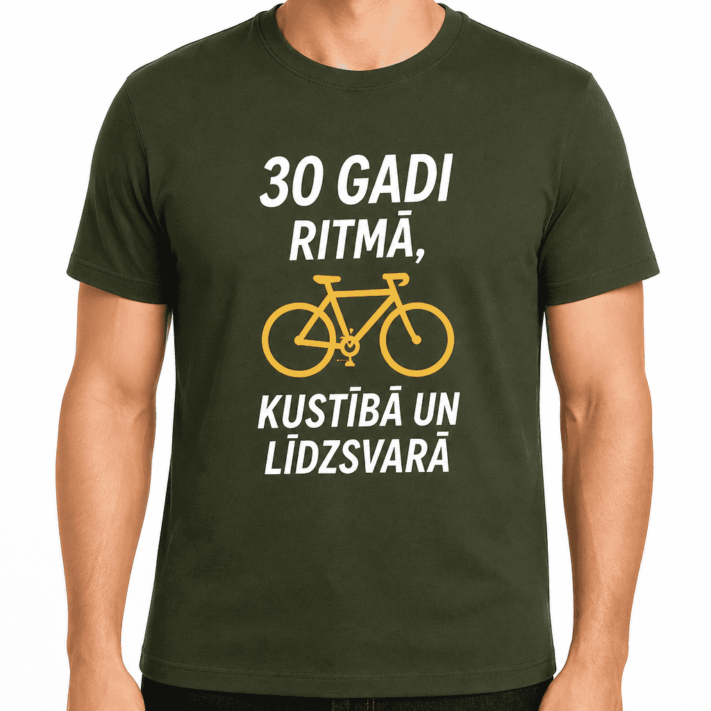 T-krekls 30 gadu jubilejai – 30 gadi ritmā, kustībā un līdzsvarā