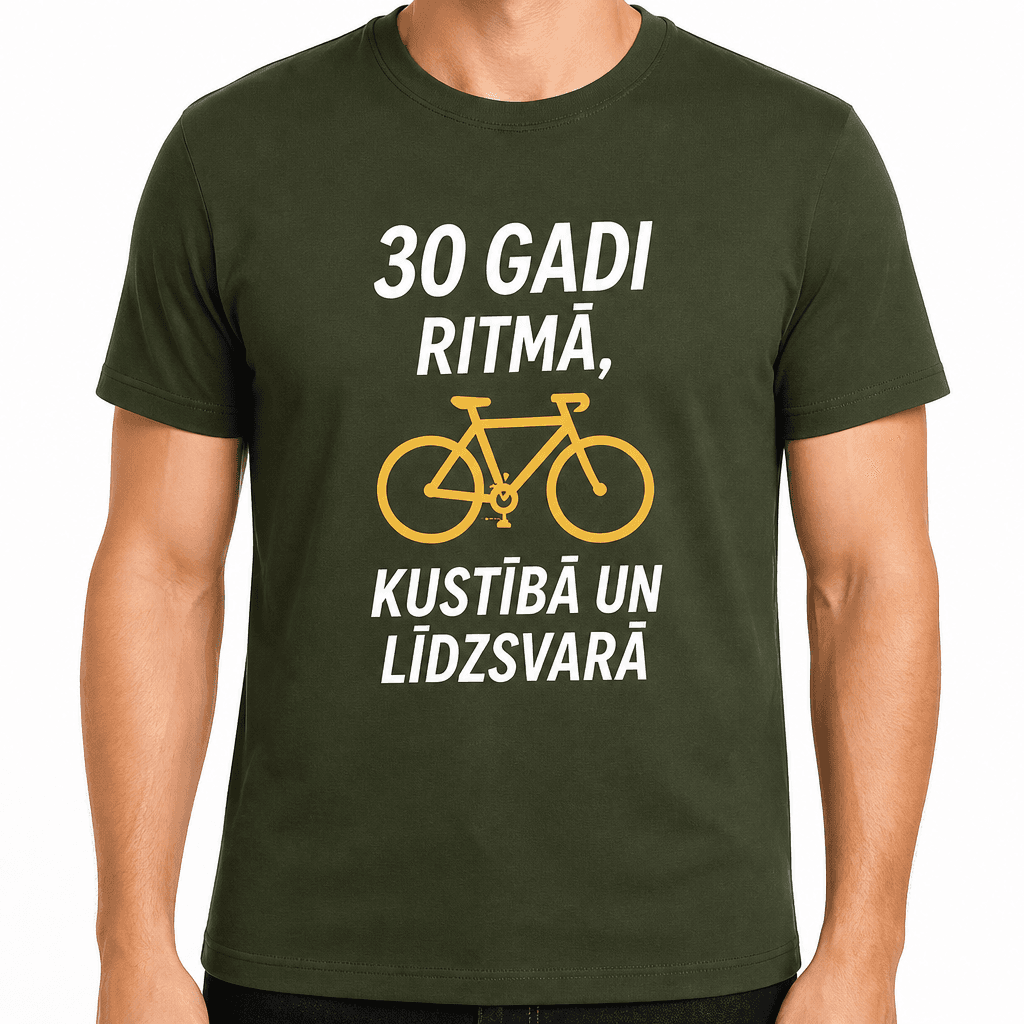 T-krekls 30 gadu jubilejai – 30 gadi ritmā, kustībā un līdzsvarā