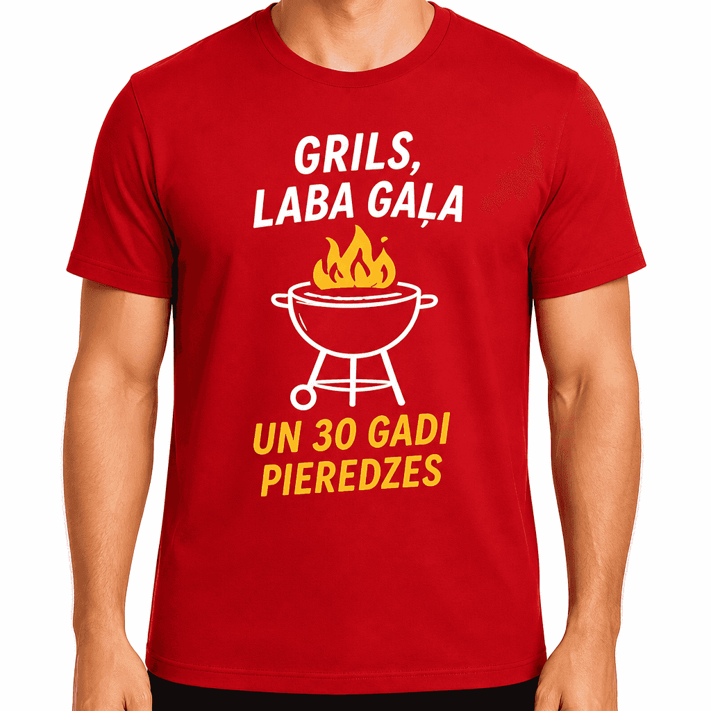 T-krekls 30 gadu jubilejai – Grils, laba gaļa un 30 gadi pieredzes
