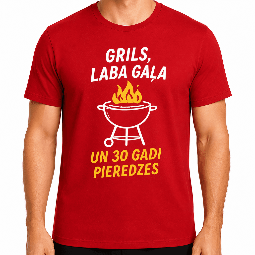 T-krekls 30 gadu jubilejai – Grils, laba gaļa un 30 gadi pieredzes