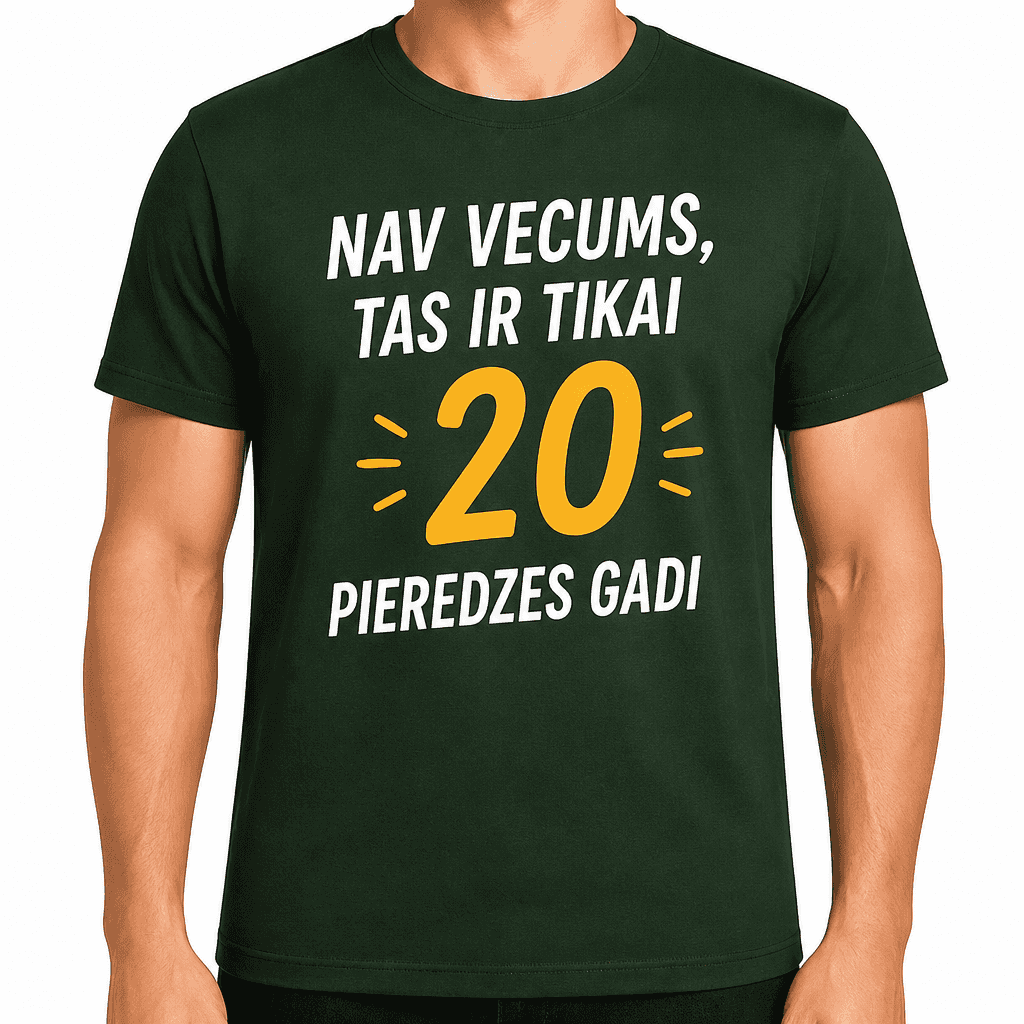T-krekls 20 gadu jubilejai – Nav vecums, tas ir tikai 20 pieredzes gadi