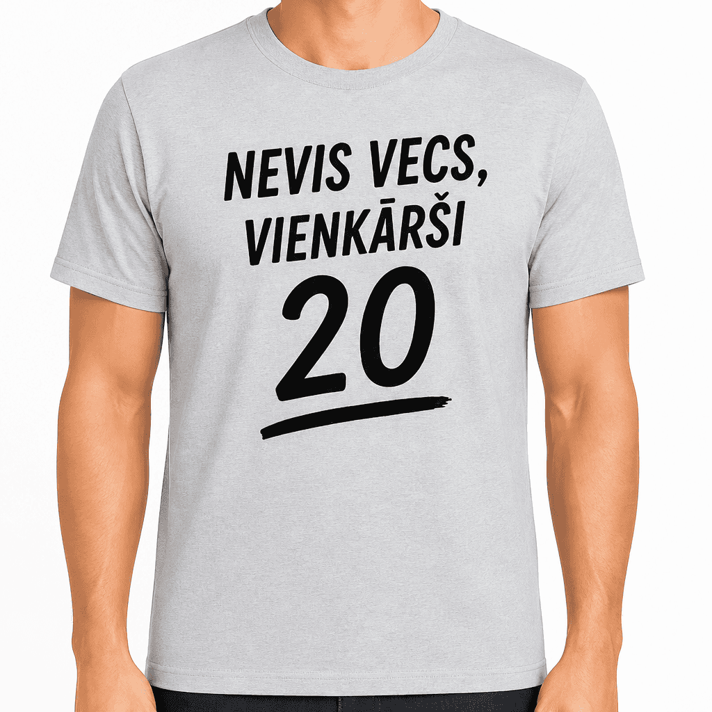 T-krekls 20 gadu jubilejai – Nevis vecs, vienkārši 20