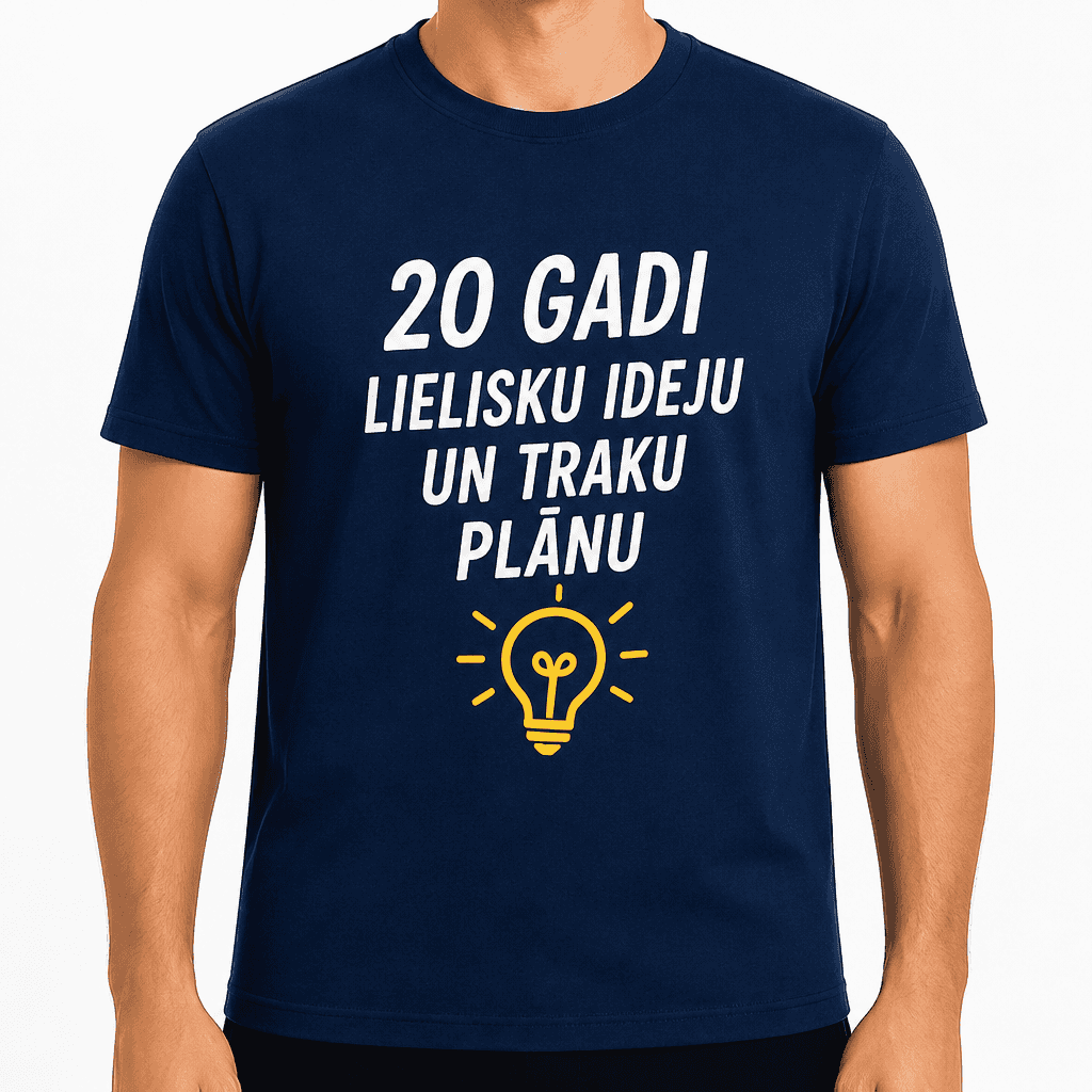 T-krekls 20 gadu jubilejai – 20 gadi lielisku ideju un traku plānu