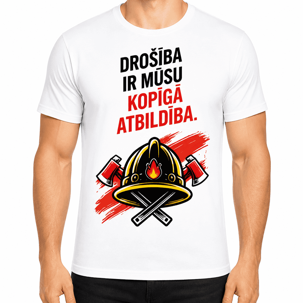 UgunsdzÄsÄja T-krekls ā DroŔība ir mÅ«su kopÄ«gÄ atbildÄ«ba.