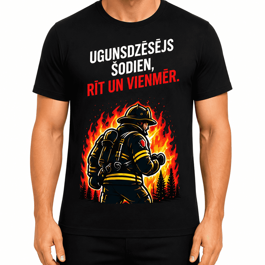 UgunsdzÄsÄja T-krekls ā UgunsdzÄsÄjs Å”odien, rÄ«t un vienmÄr.