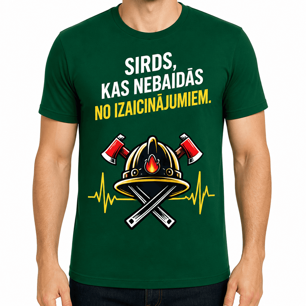 Ugunsdzēsēja T-krekls – Sirds, kas nebaidās no izaicinājumiem.