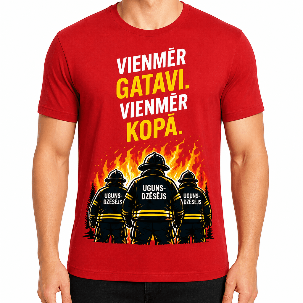 Ugunsdzēsēja T-krekls – Vienmēr gatavi. Vienmēr kopā.