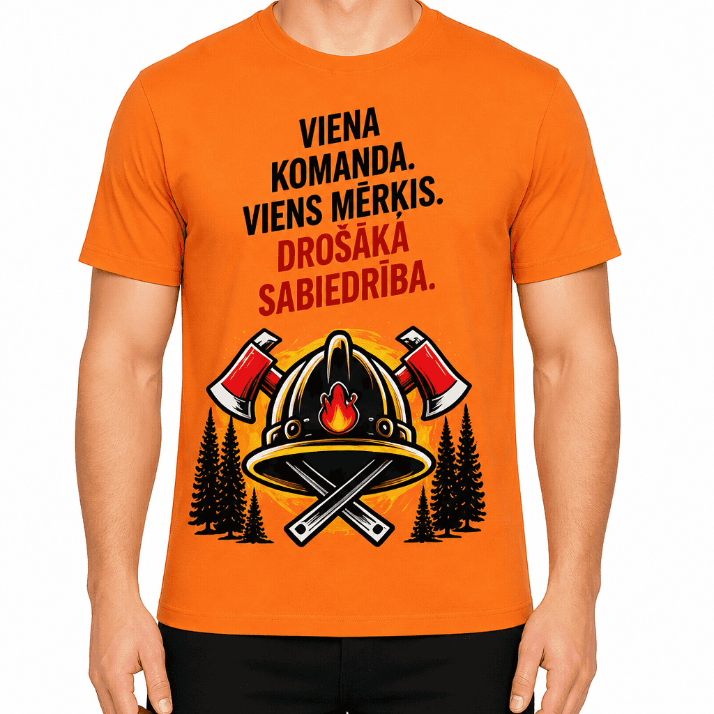 UgunsdzÄsÄja T-krekls ā Viena komanda. Viens mÄrÄ·is. DroÅ”Äka sabiedrÄ«ba.