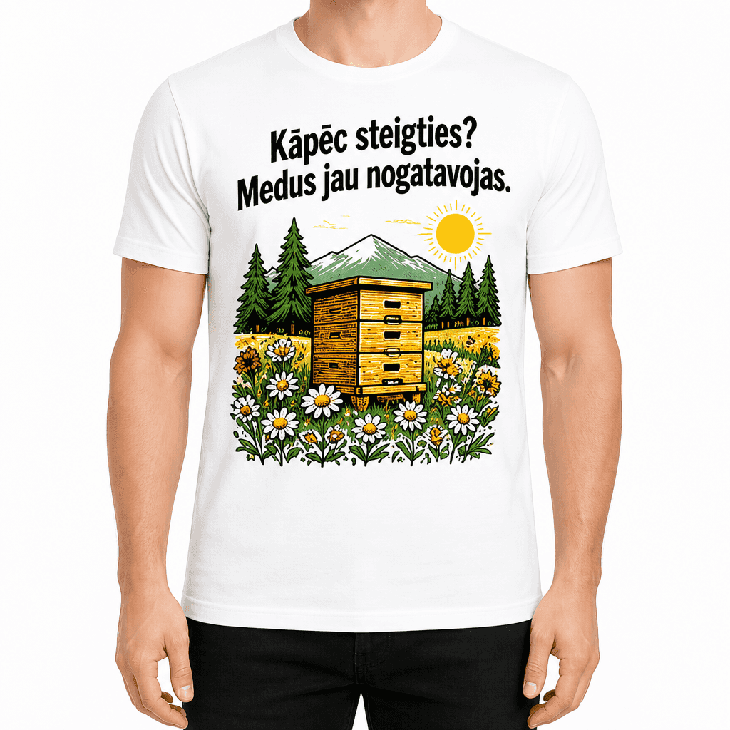 Biškopja T-krekls – Kāpēc steigties? Medus jau nogatavojas.