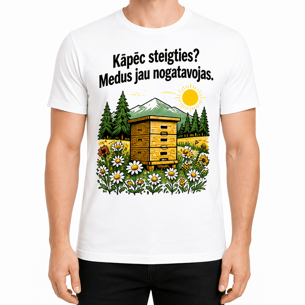 Biškopja T-krekls – Kāpēc steigties? Medus jau nogatavojas.