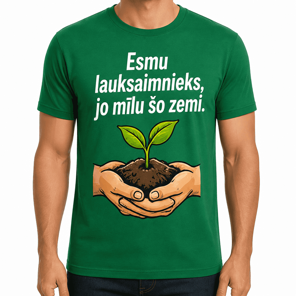 T-krekls lauksaimniekam – Esmu lauksaimnieks, jo mīlu šo zemi.