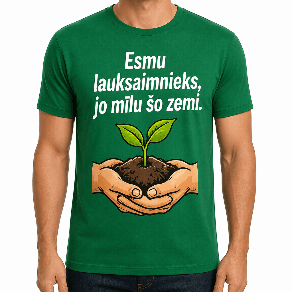 T-krekls lauksaimniekam – Esmu lauksaimnieks, jo mīlu šo zemi.