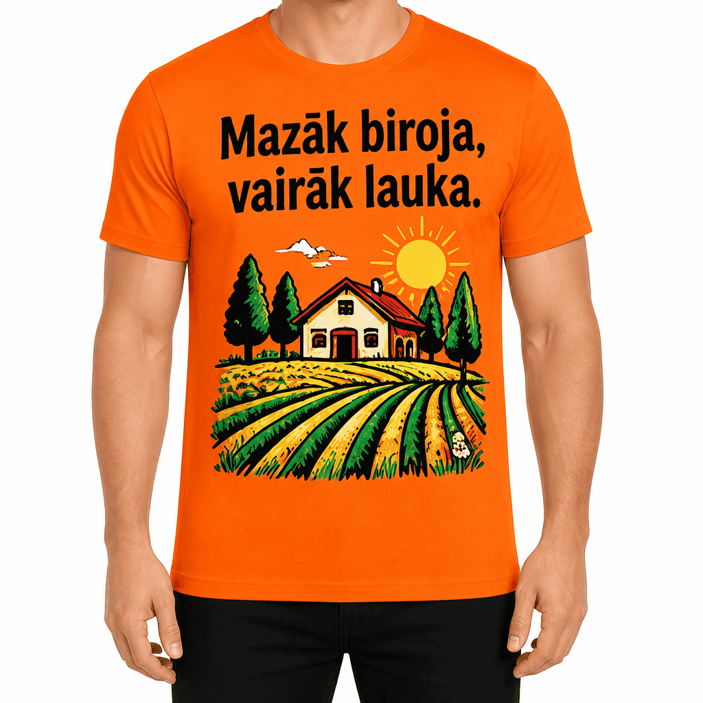 T-krekls lauksaimniekam – Mazāk biroja, vairāk lauka.