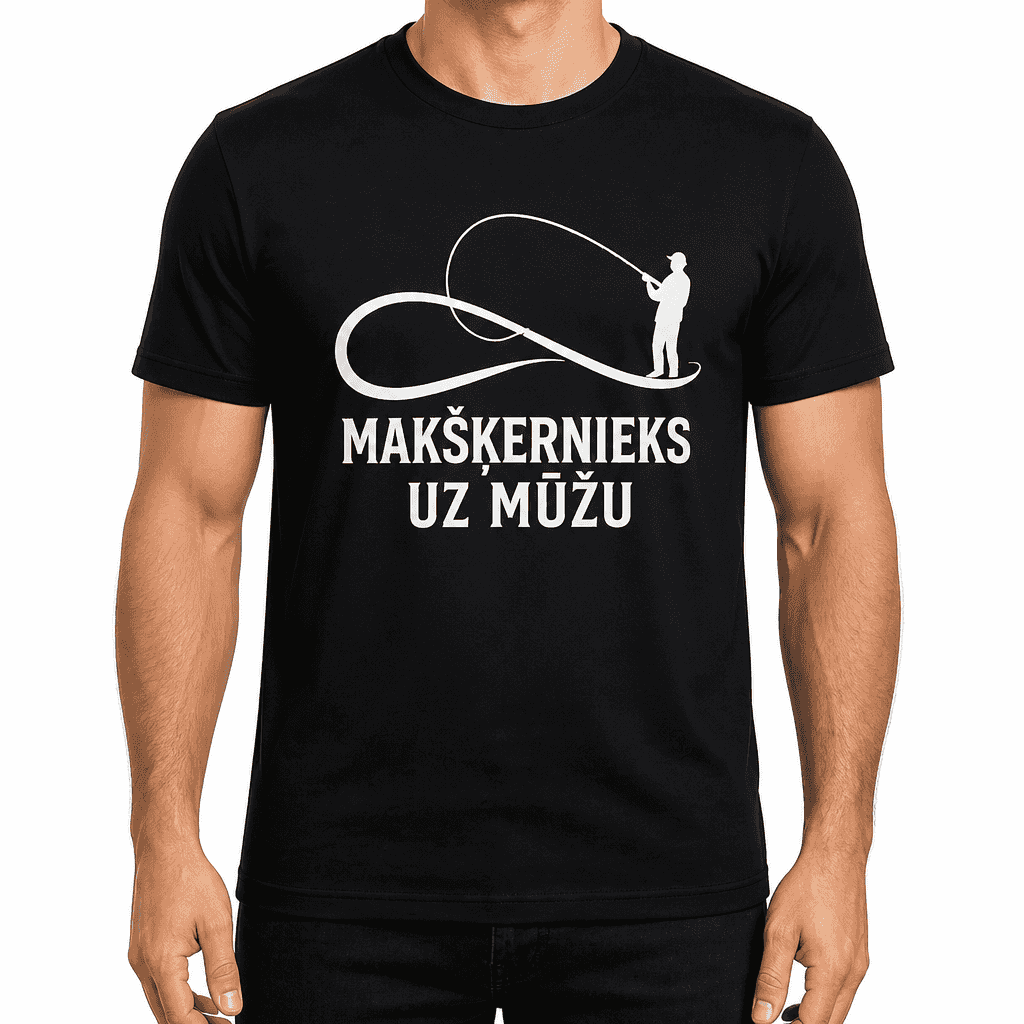 Makšķernieka T-krekls – MAKŠĶERNIEKS UZ MŪŽU
