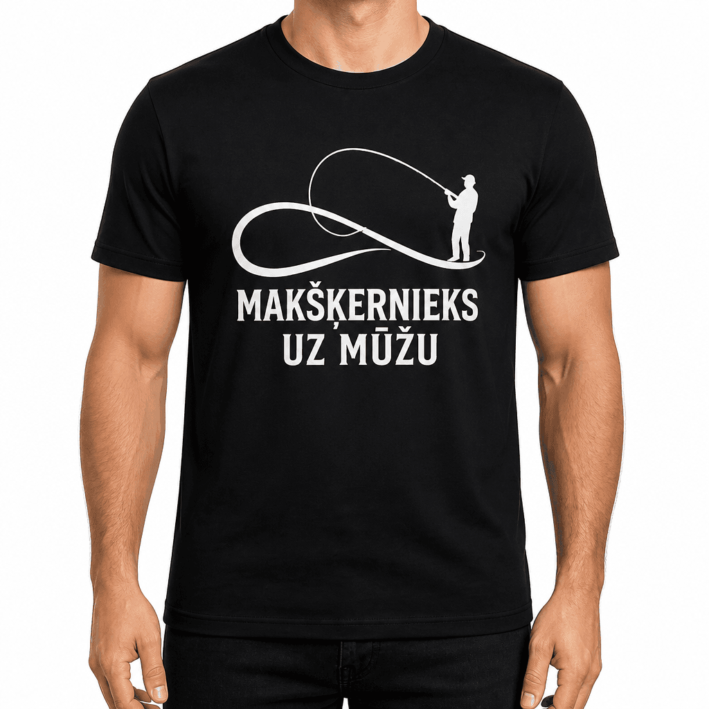 Makšķernieka T-krekls – MAKŠĶERNIEKS UZ MŪŽU