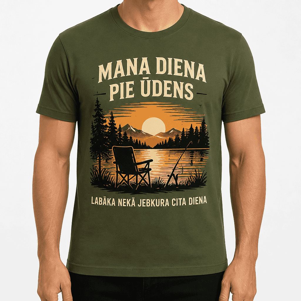 Makšķernieka T-krekls – MANA DIENA PIE ŪDENS