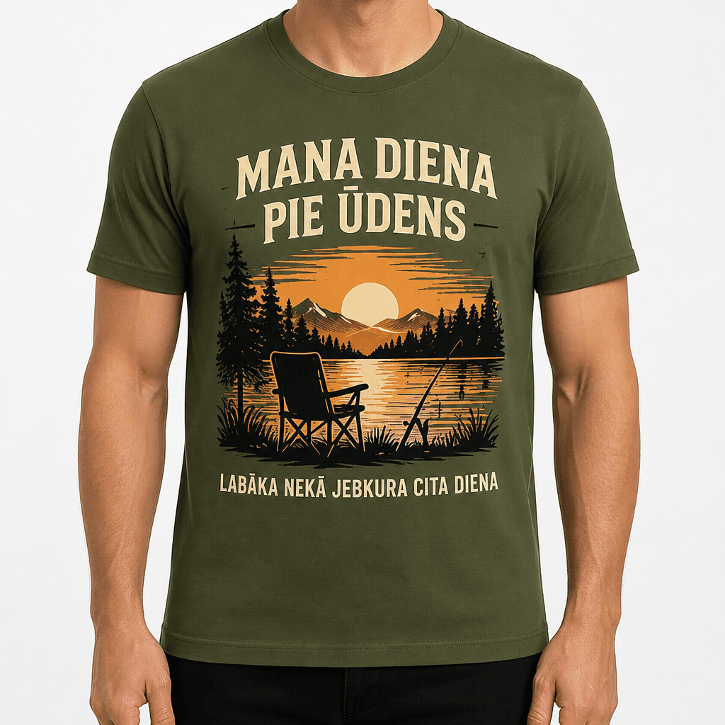 Makšķernieka T-krekls – MANA DIENA PIE ŪDENS