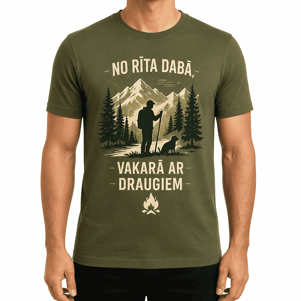 Mednieka T-krekls – NO RĪTA DABĀ, VAKARĀ AR DRAUGIEM