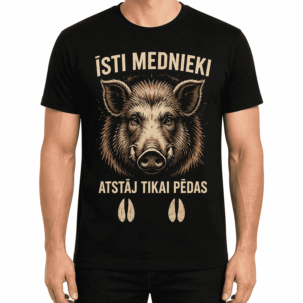Mednieka T-krekls – ĪSTI MEDNIEKI ATSTĀJ TIKAI PĒDAS