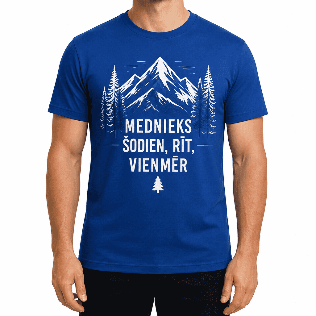 Mednieka T-krekls – MEDNIEKS ŠODIEN, RĪT, VIENMĒR