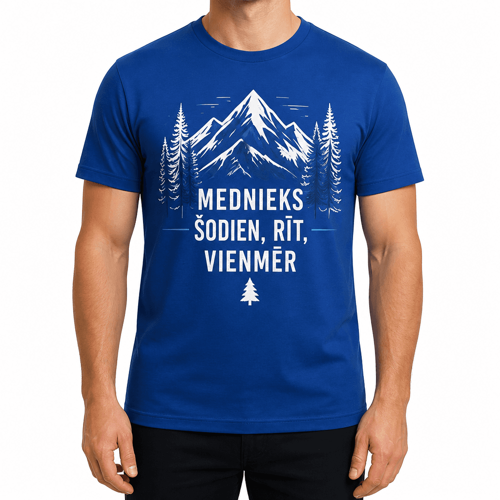 Mednieka T-krekls – MEDNIEKS ŠODIEN, RĪT, VIENMĒR