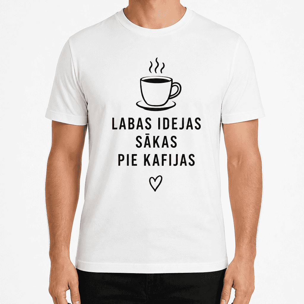 T-krekls kolēģim – LABAS IDEJAS SĀKAS PIE KAFIJAS