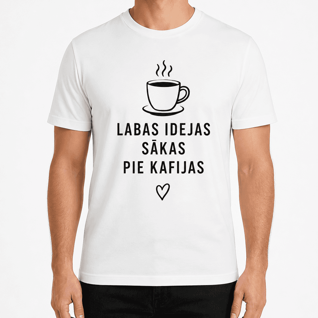 T-krekls kolēģim – LABAS IDEJAS SĀKAS PIE KAFIJAS