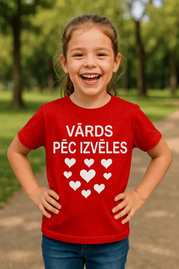 Bērnu krekls sirsniņas ar vārdu – VĀRDS PĒC IZVĒLES