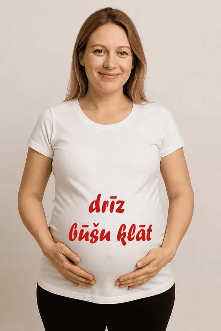 Krekls grūtniecēm Drīz būšu klāt