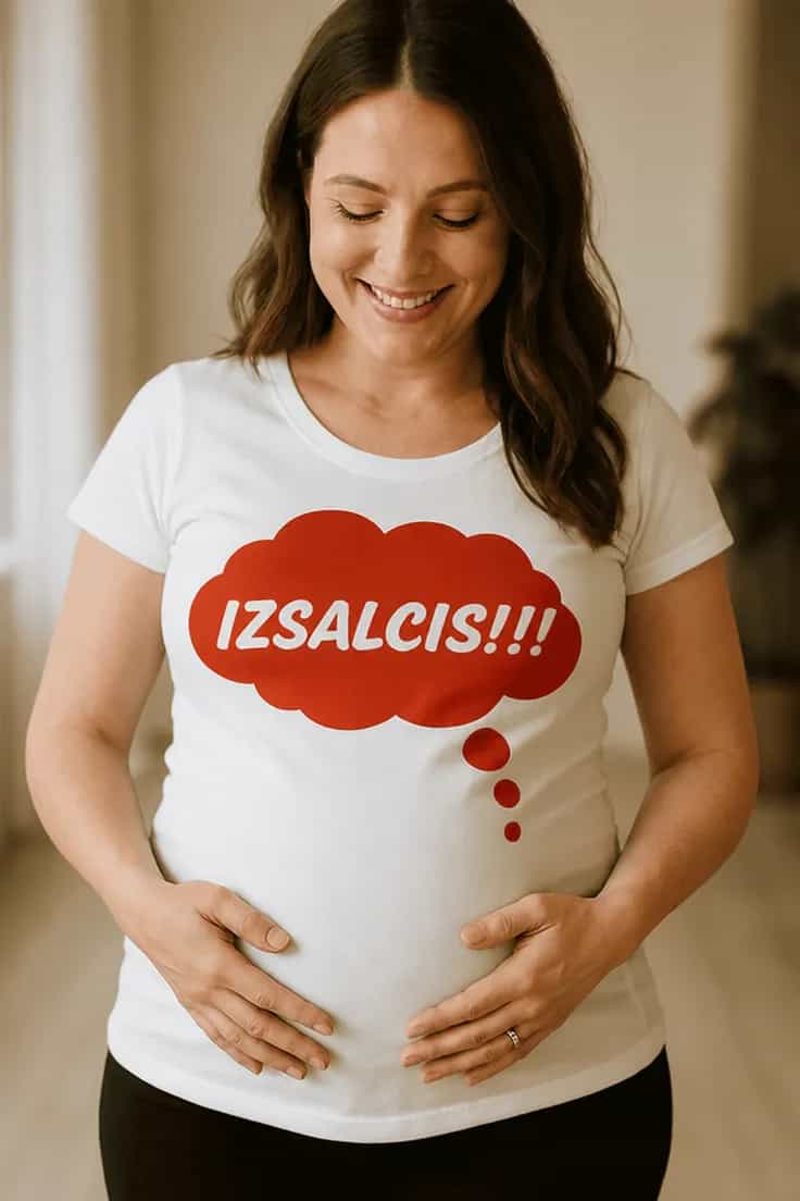 Krekls grūtniecēm izsalcis uzraksts
