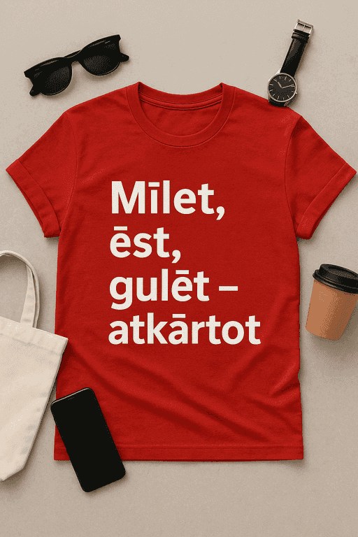 Mīlēt, ēst, gulēt – atkārtot T-krekls