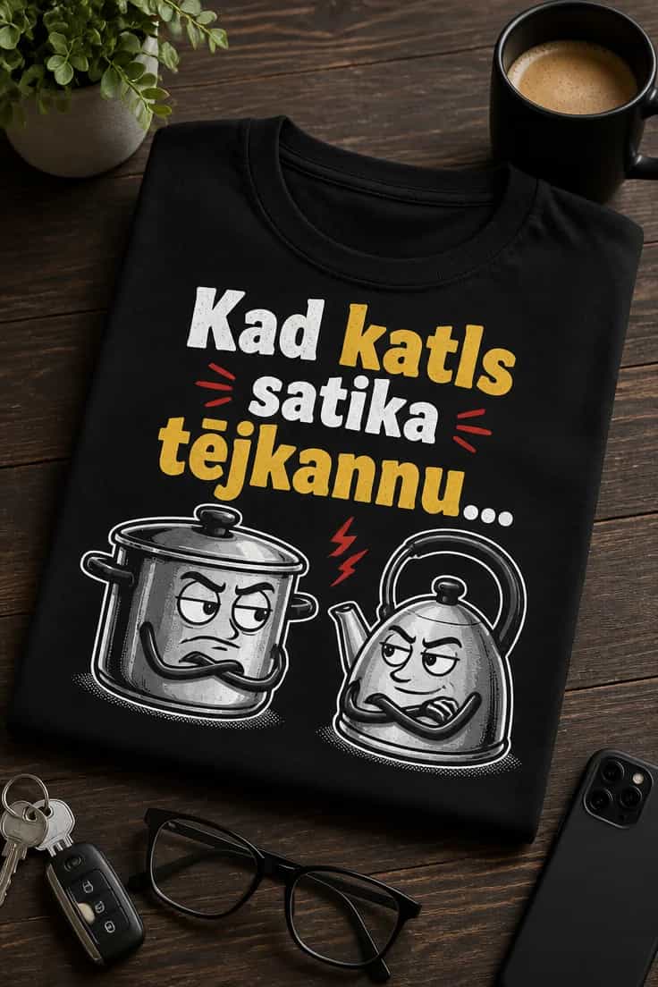 T-krekls „Kad katls satika tējkannu...“