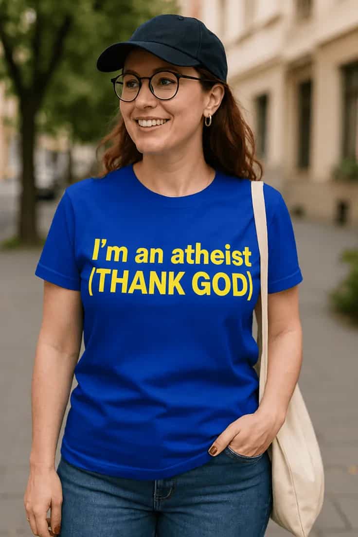 Ironisks T-krekls „I'm an atheist“