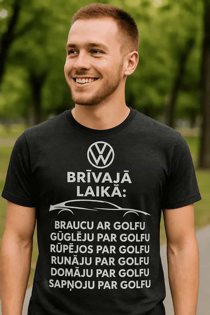 Smieklīgs krekls Brīvajā laikā braucu ar Golfu