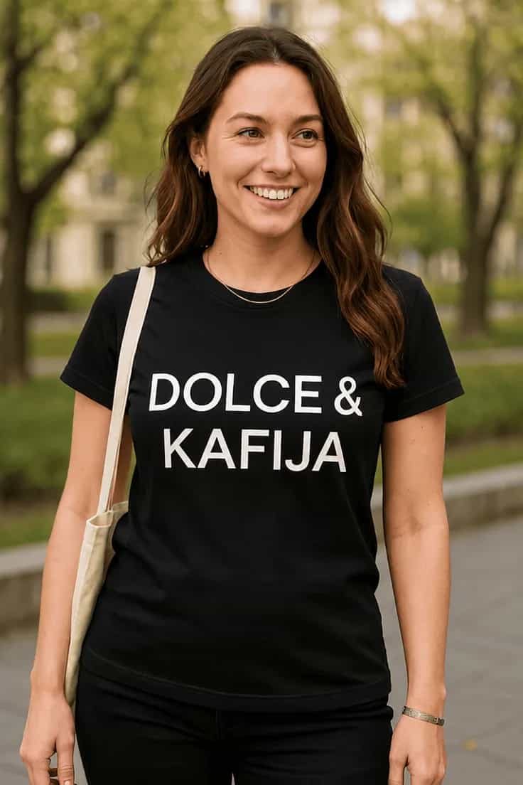 Smieklīgs krekls Dolce un kafija